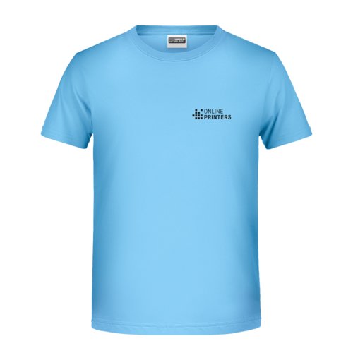 T-shirt in cotone azzurro con maniche corte.