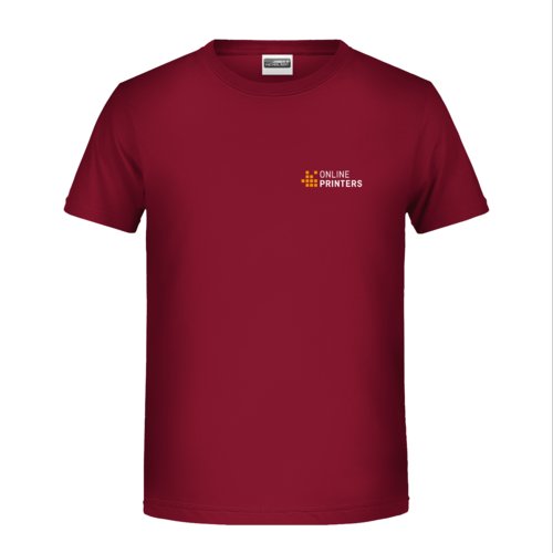 T-shirt in cotone bordeaux per bambini con maniche corte.