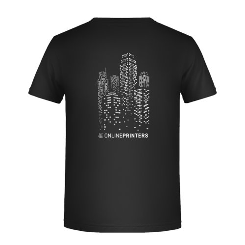 T-shirt nera in cotone da bambino a maniche corte.