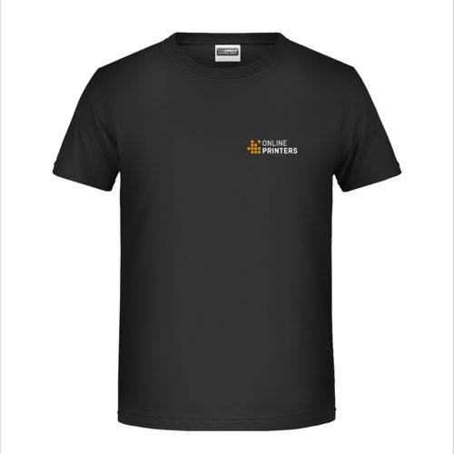 T-shirt nera in cotone per bambini a maniche corte.
