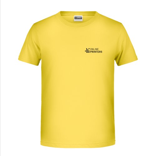 T-shirt gialla in cotone per bambini con maniche corte.