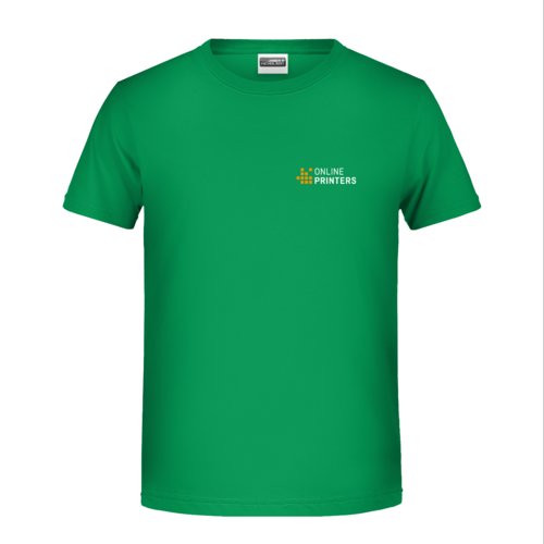 T-shirt verde in cotone per bambini a maniche corte.