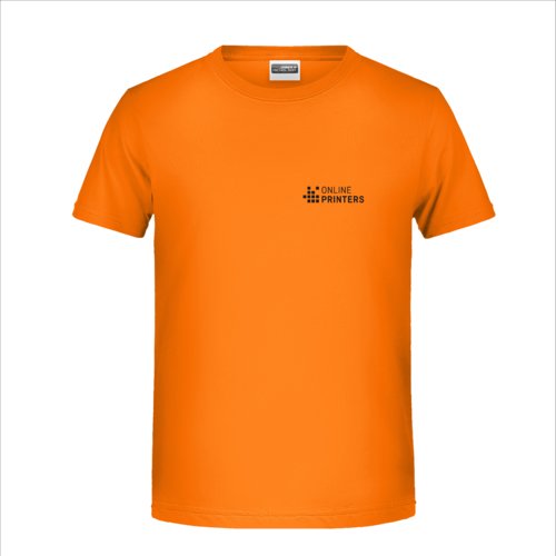 T-shirt arancione in cotone da bambino a maniche corte e collo tondo.