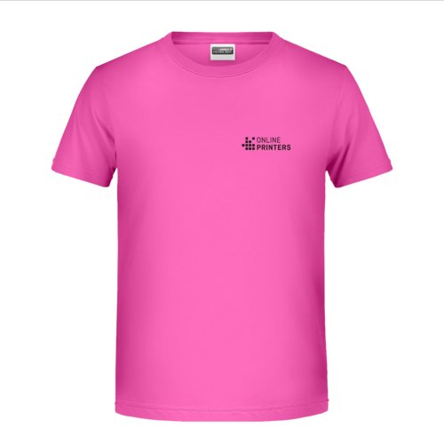 T-shirt rosa in cotone a maniche corte per ragazzi.