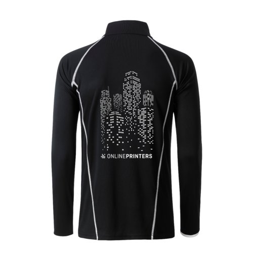 Maglia a maniche lunghe in poliestere bianca e nera da uomo.