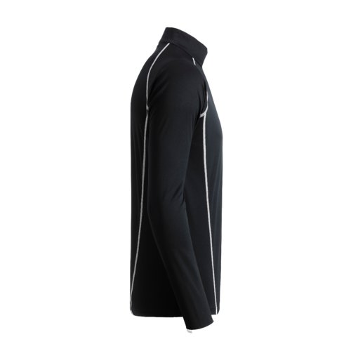 Maglia a maniche lunghe in poliestere bianco e nero con taglio sportivo.