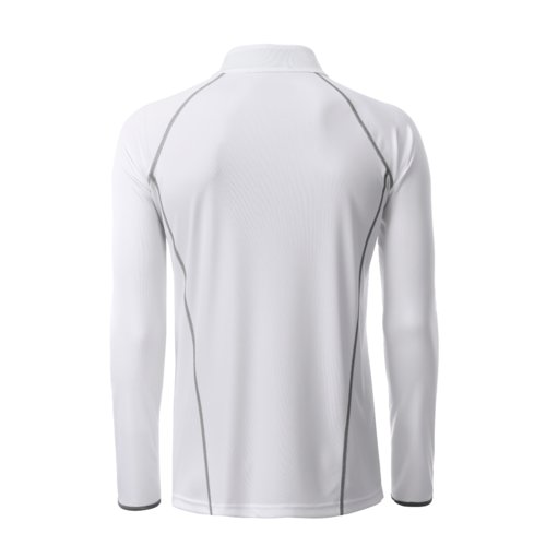 Maglia a maniche lunghe bianca in poliestere con dettagli argentati.