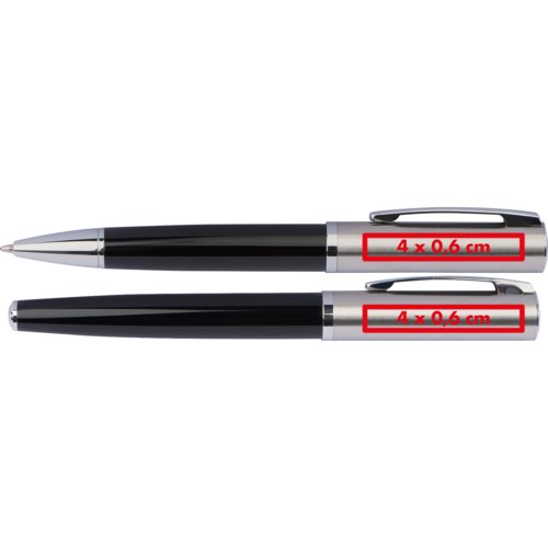 Set da scrittura nero con penna a sfera e custodia.