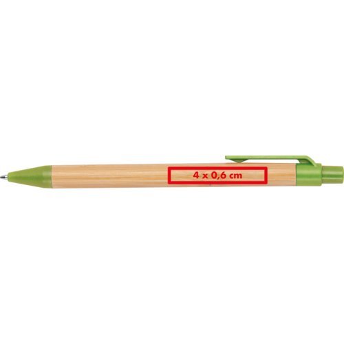 Penna a sfera bicolore in bamboo con clip.