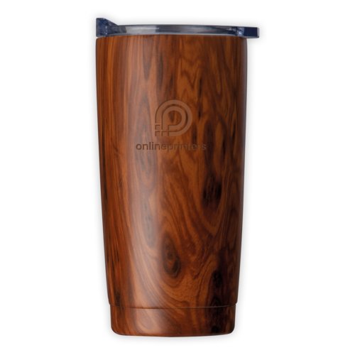 Tazza termica in legno con coperchio.