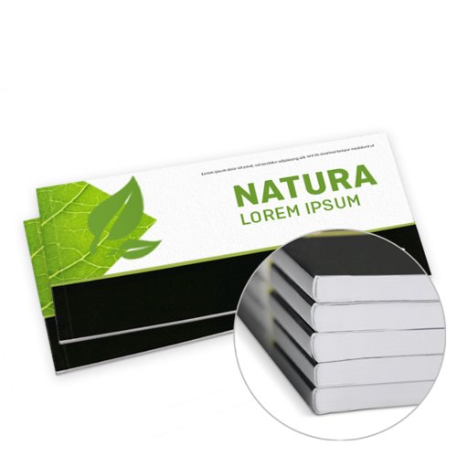 Cataloghi brossura incollata in carta ecologica/naturale, Orizzontale, A6 3