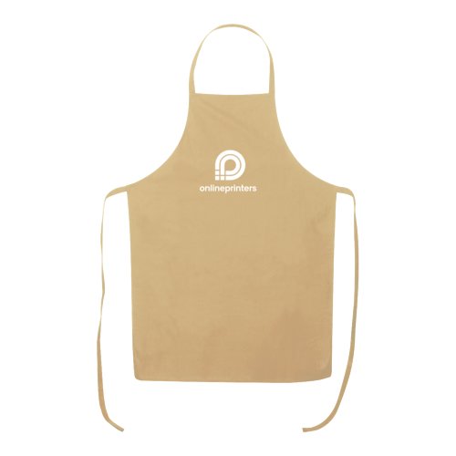 Grembiule beige in cotone con cinturino regolabile e lunghi lacci.