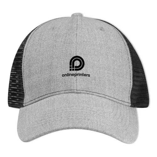 Cappellino da baseball grigio in tessuto con inserti in rete.