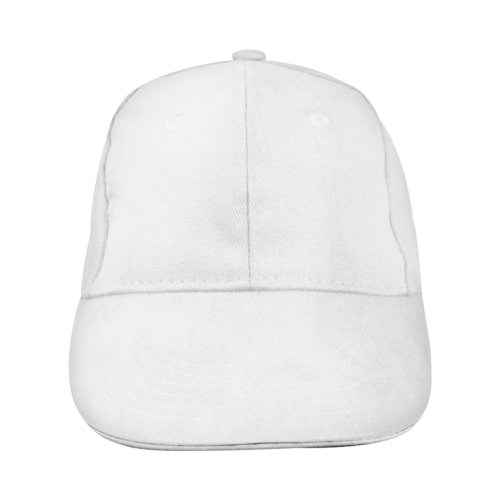 Cappellino da baseball bianco in tessuto a sei pannelli.
