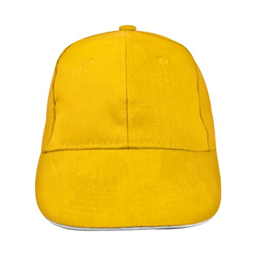 Cappellino da baseball giallo in tessuto a sei pannelli.