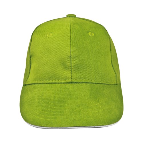 Cappellino da baseball a 6 pannelli in tessuto verde mela.