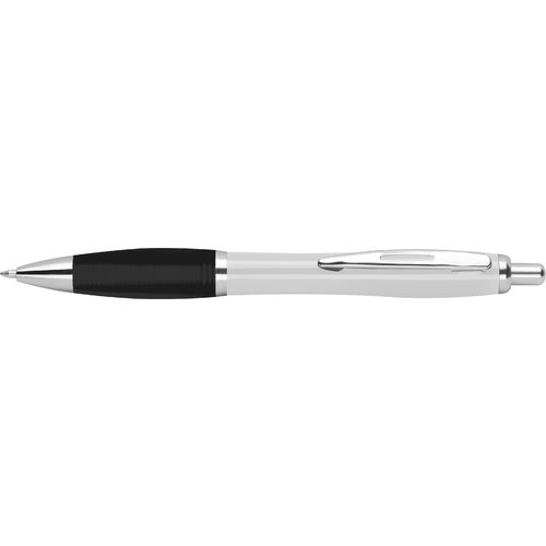 Penna a sfera bianca in ABS con clip e pulsante.