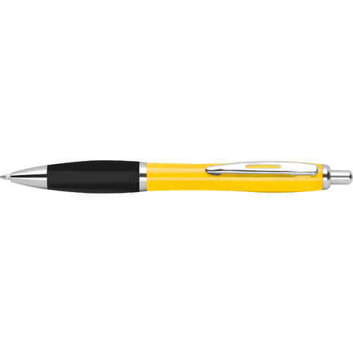 Penna a sfera gialla in ABS con clip e pulsante.