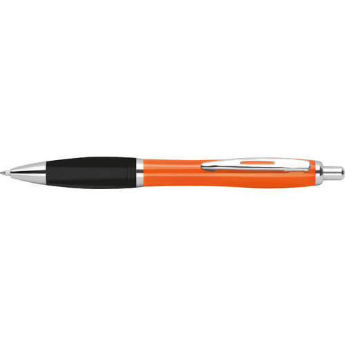 Penne a sfera arancione in ABS con clip e meccanismo a scatto.