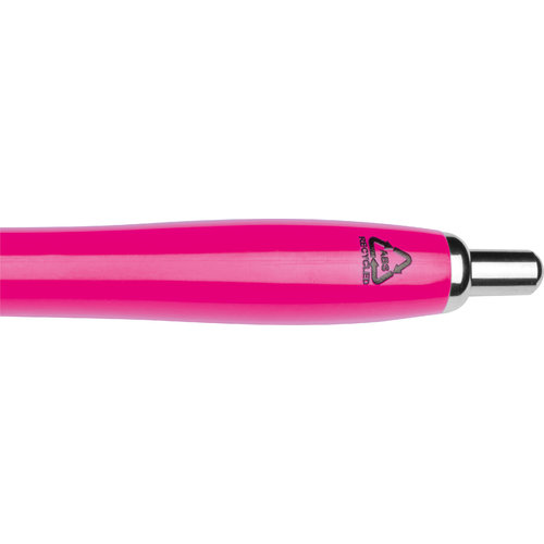 Penne a sfera rosa in plastica ABS riciclata con clip.