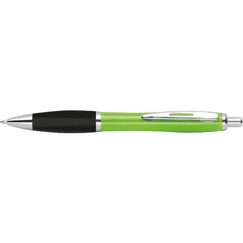 Penne a sfera in ABS verde mela con clip e pulsante.