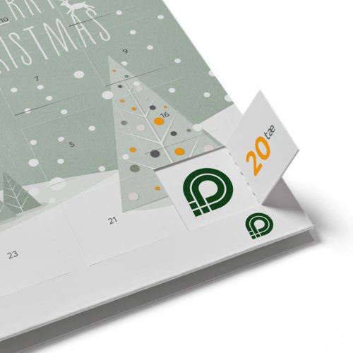 Calendario dell'Avvento in carta apribile con sportelli.