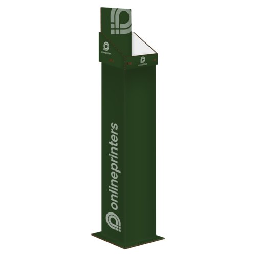 Espositore da terra verde in cartone, design profondo.