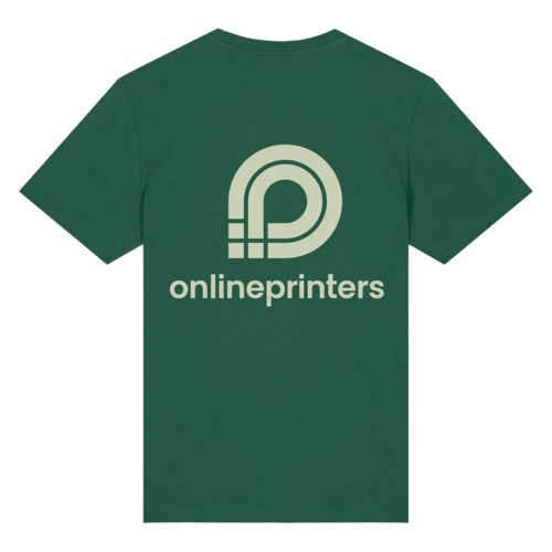 T-shirt verde scuro in cotone organico con maniche corte e girocollo.