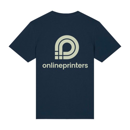 T-shirt blu navy in cotone biologico, modello unisex.