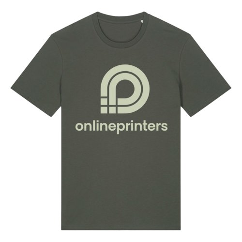 T-shirt color kaki in cotone biologico con maniche corte e collo rotondo.