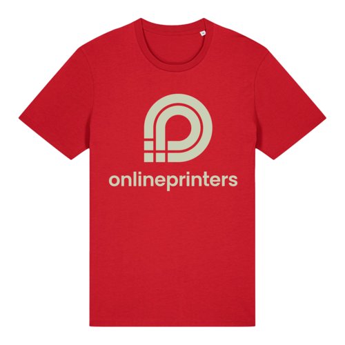 T-shirt rossa in cotone biologico, taglio unisex.