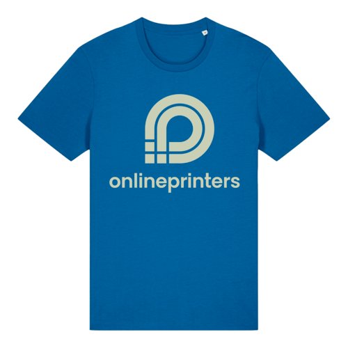 T-shirt blu reale in cotone organico con maniche corte e collo rotondo.