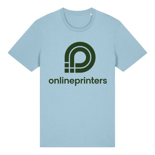 T-shirt azzurra in cotone biologico a maniche corte.