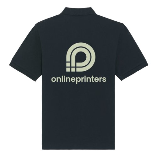 Polo nera in cotone biologico, unisex.