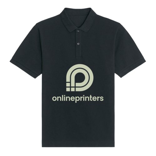 Polo scura in cotone dal taglio unisex con abbottonatura.