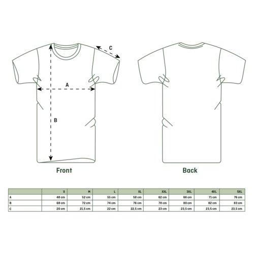 T-shirt unisex in tessuto con maniche corte e collo rotondo.
