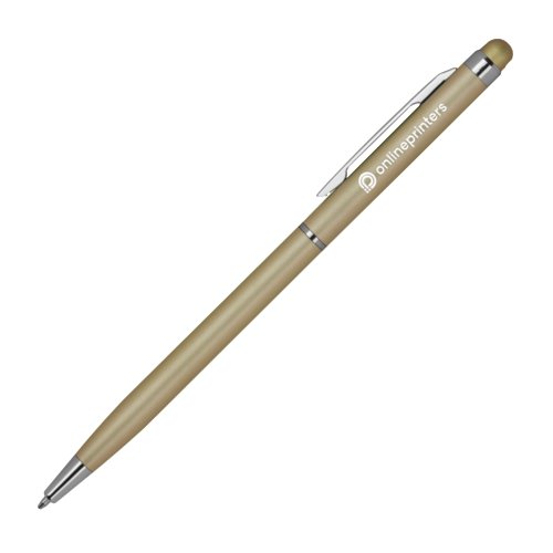 Penna a sfera in metallo dorato con clip e funzione touchpen.