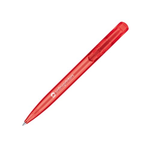 Penna a sfera rossa smerigliata con meccanismo a scatto.