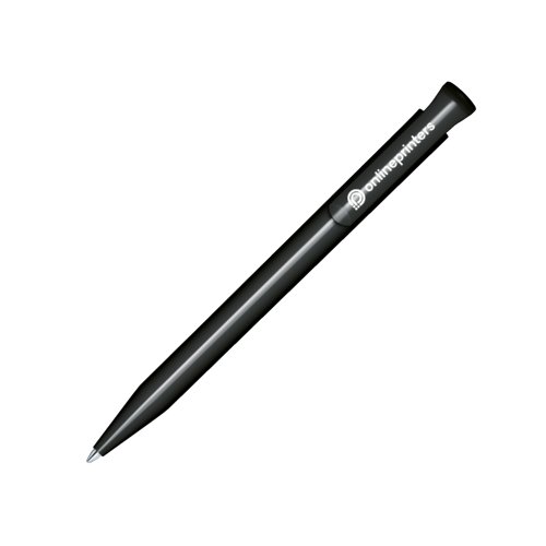 Penna a sfera lucida con meccanismo a scatto e clip.