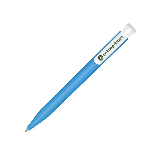 Penne a sfera blu in bioplastica con clip.