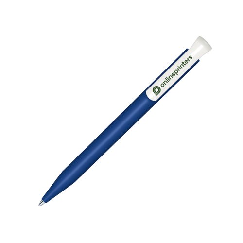 Penna a sfera in bioplastica blu scuro con clip.