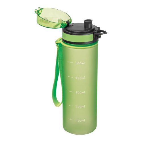 Bottiglia d'acqua in Tritan verde mela con anello.