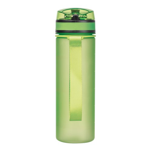 Borraccia in tritan verde mela con anello di trasporto.