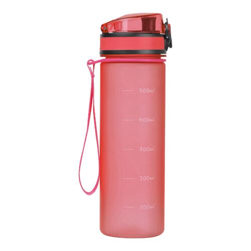 Borraccia rosa in Tritan con cinturino.