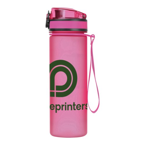 Bottiglia d'acqua rosa in Tritan con coperchio e passante.