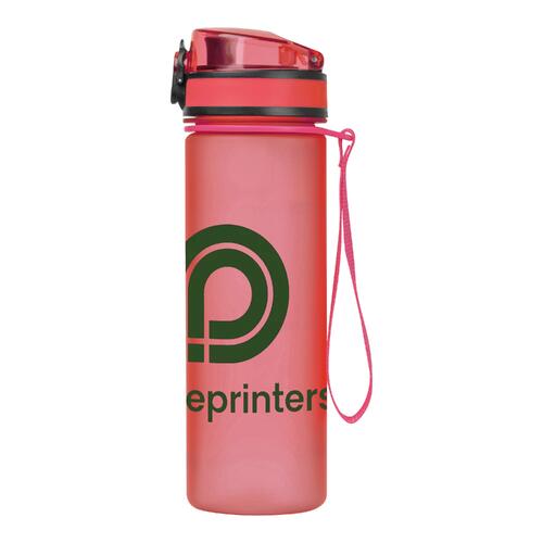 Bottiglia d'acqua rosa in Tritan con coperchio e passante.