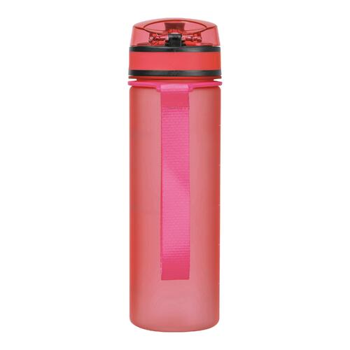 Borraccia rosa in Tritan con cinturino.