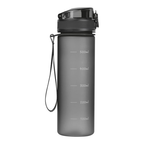 Borraccia nera in Tritan con passante e indicatore di livello.