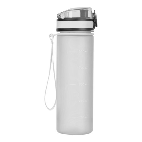 Borraccia in Tritan trasparente con coperchio e passante.