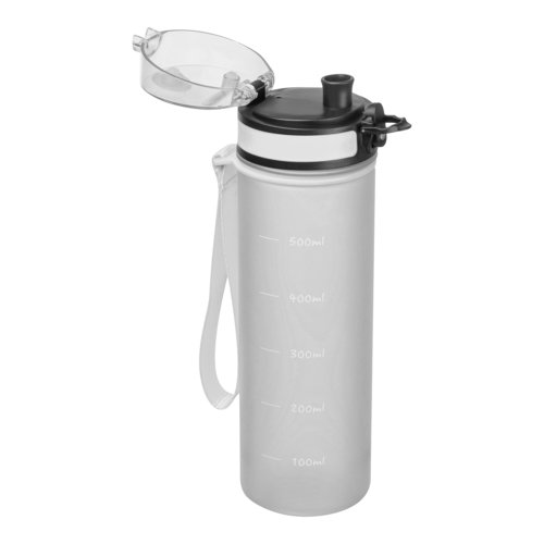 Borraccia trasparente in Tritan con anello di trasporto e motivo.